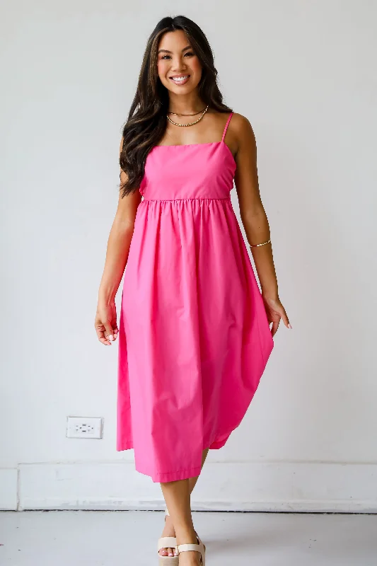 FINAL SALE - Sent To Charm Fuchsia Midi Dress