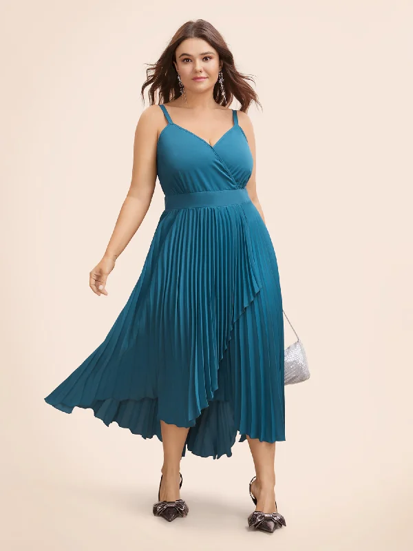 Solid Shirred Wrap Hem Cami Dress