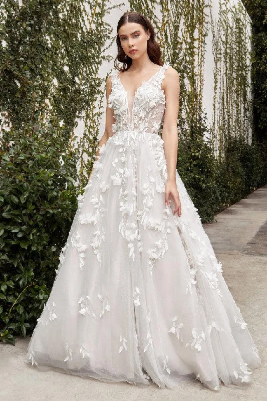 Off White 6 Andrea & Leo A1042W Long White Couture Floral Wedding Dress Sale