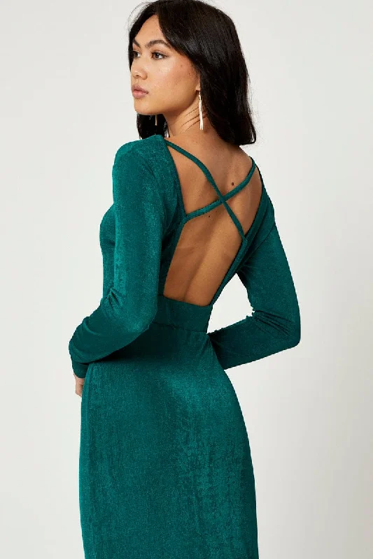 Green Slinky Jersey Bodycon Dress