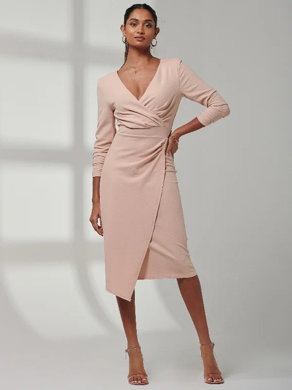 Violetta 3/4 Sleeve Bodycon Dress, Blush