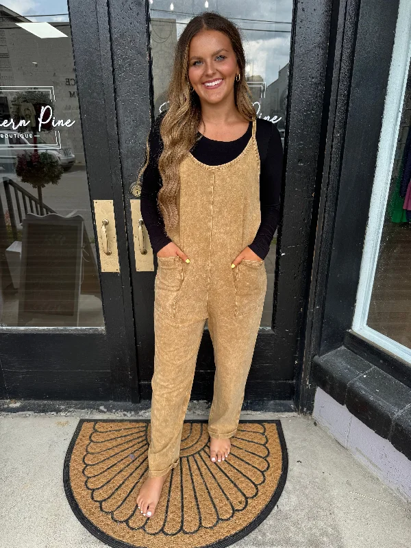 On the run jumpsuit- camel